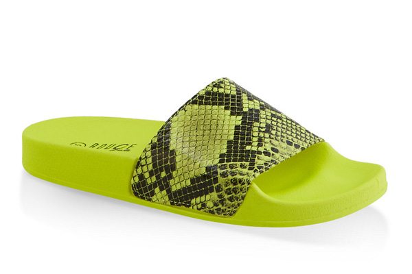 Neon Snake Print Pool Slides