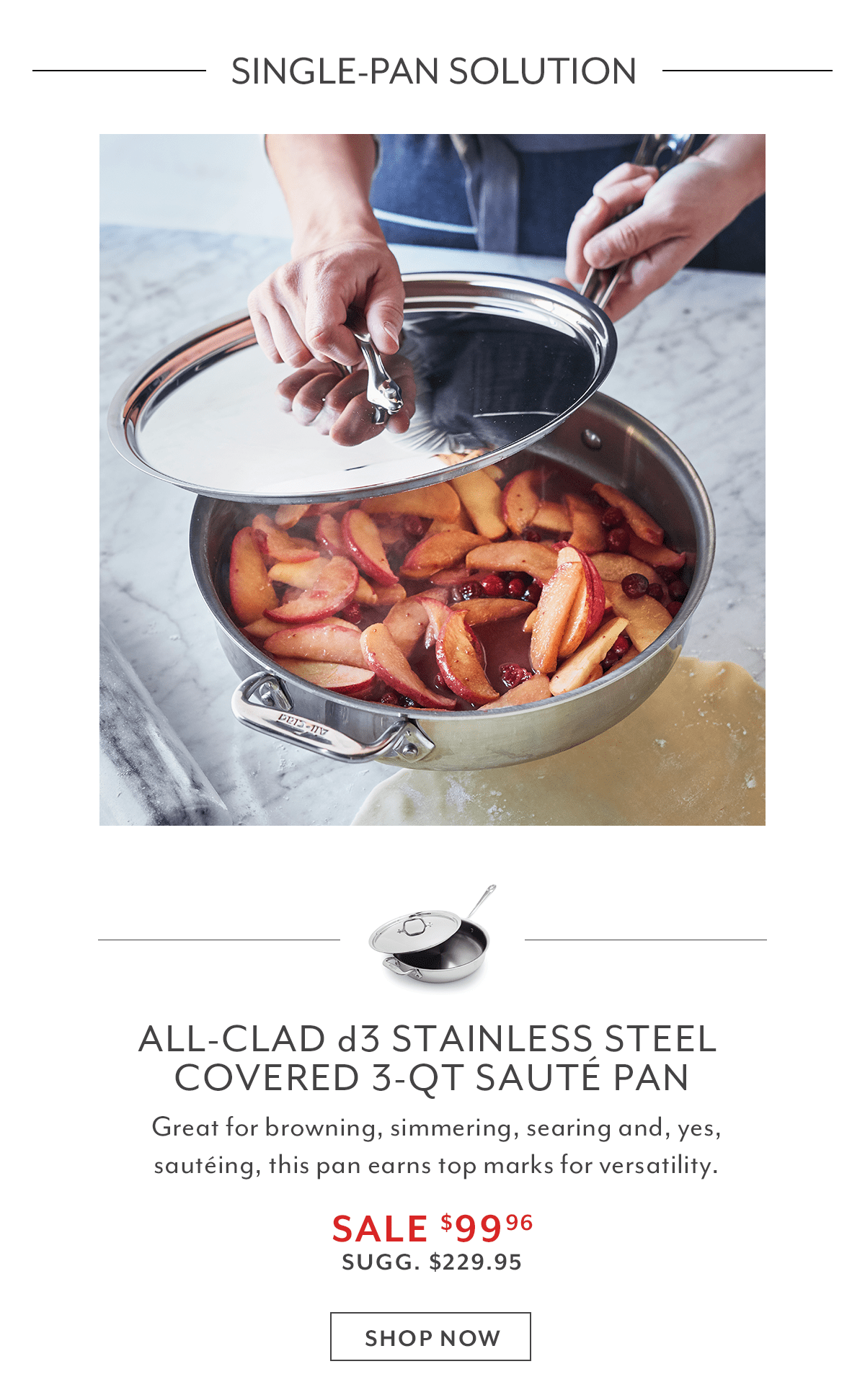 d3 Stainless Steel Covered Sauté Pan