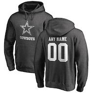 Men's NFL Pro Line by Fanatics Branded Ash Dallas Cowboys Personalized One Color Pullover Hoodie
