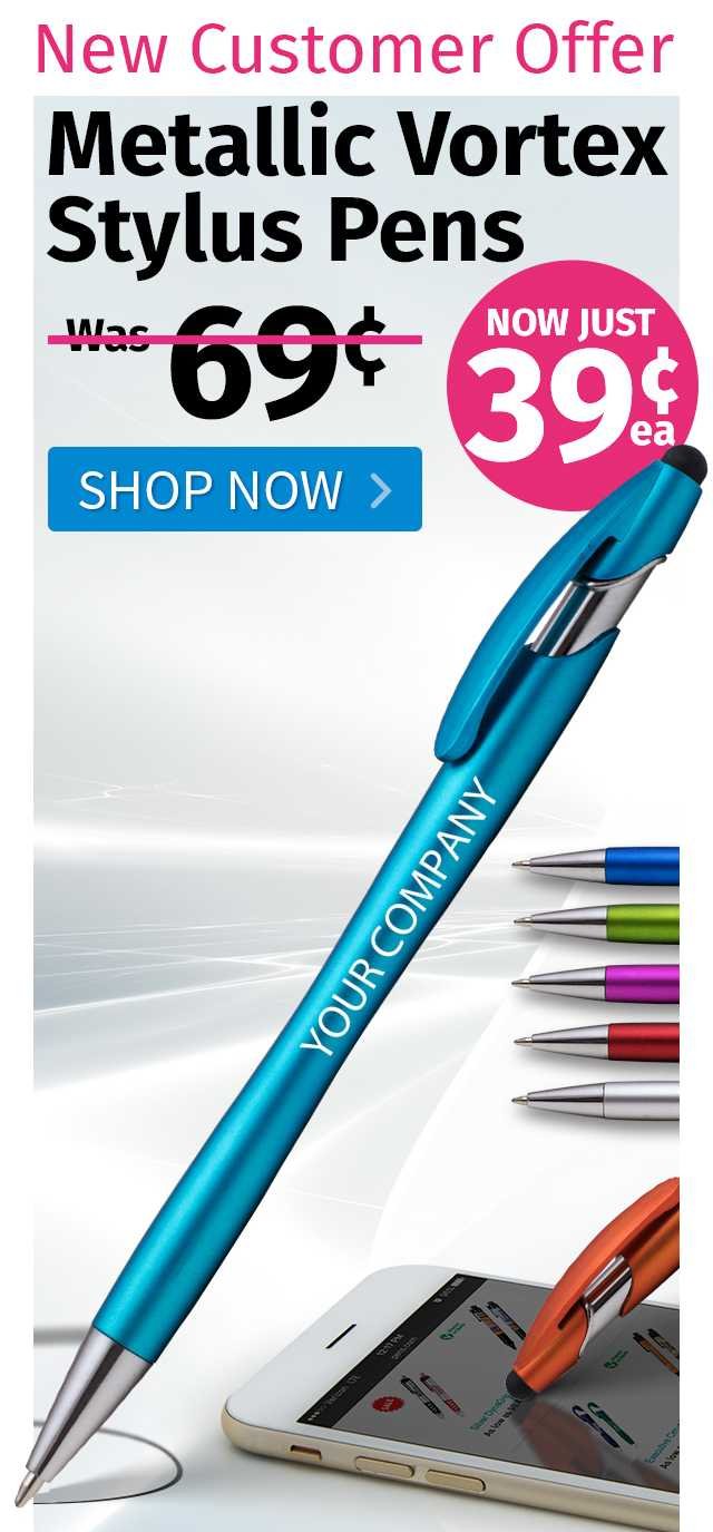 Metallic Vortex Stylus Pens for only 39¢ each!