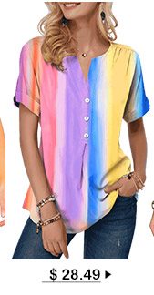 Split Neck Button Detail Tie Dye Print T Shirt