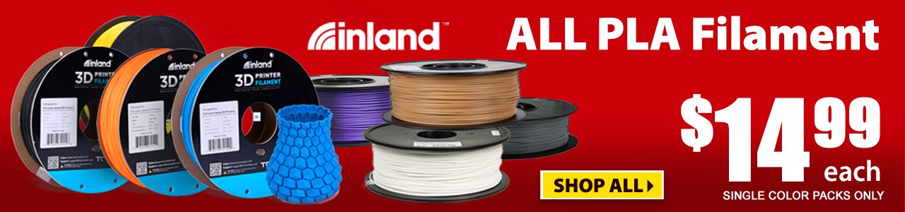 Inland PLA Filament only $14.99 each