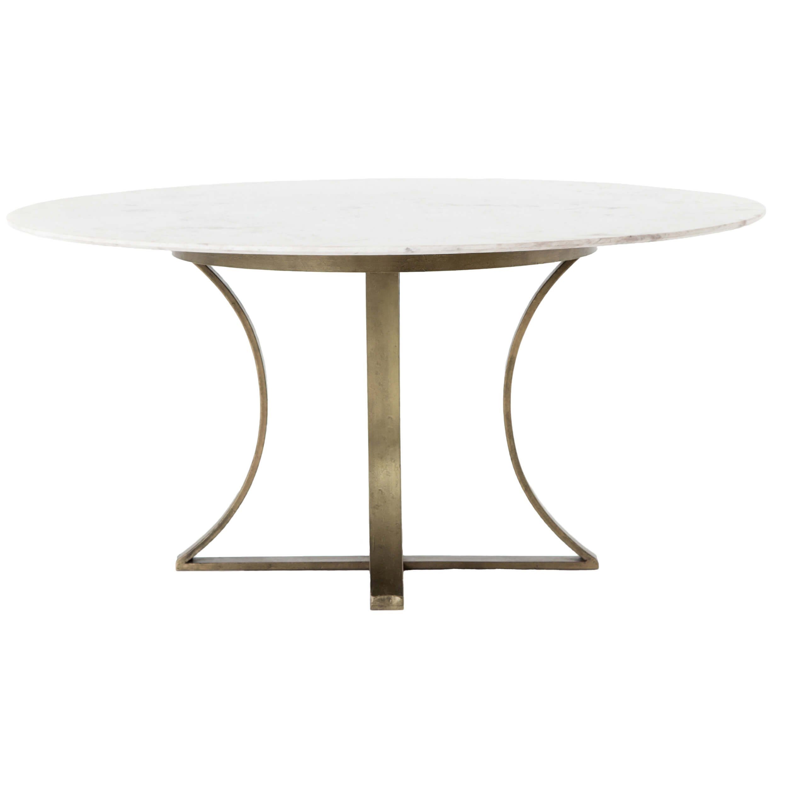 Image of Gage Round Dining Table, White Marble