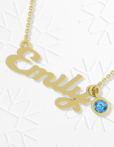 Birthstone Nameplate Necklace