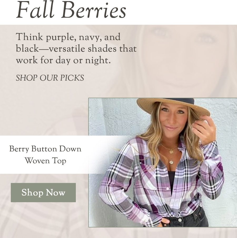 Berry Button Down Woven Top 
