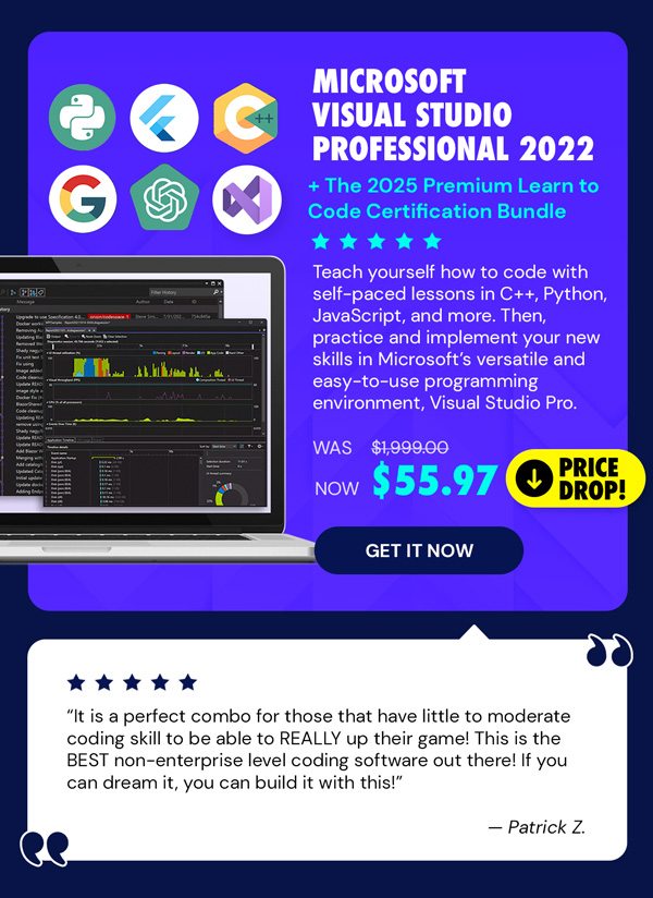 Microsoft Visual Studio Professional 2022 + The 2024 Premium Learn to Code Certification Bundle