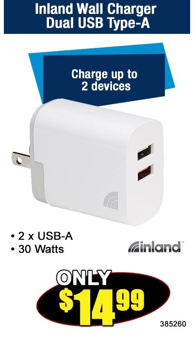 Inland Wall Charger Dual USB Type-A