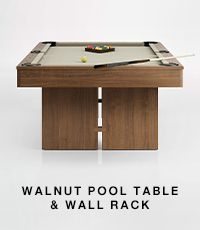 walnut pool table & wall rack