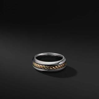 Cable Inset Band in Sterling Silver and 18K Yellow Gold
