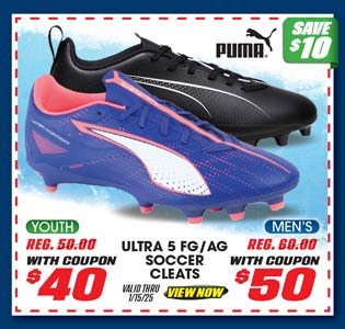 Puma Youth or Men's Ultra 5 Play Junior FG/AG Soccer Cleats