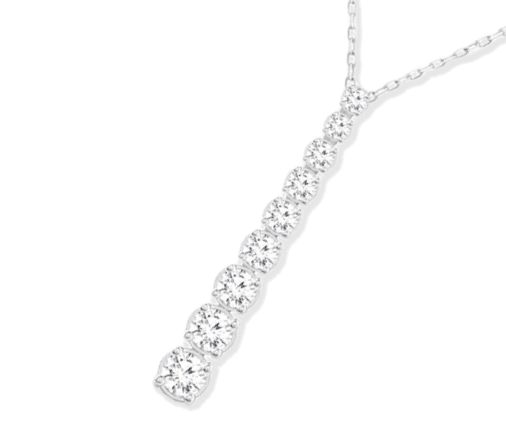 Lab-Created Diamonds by KAY Graduated Linear Drop Necklace 1 ct tw 14K White Gold 18”