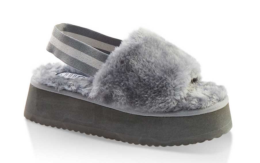 Faux Fur Slingback Platform Sandals