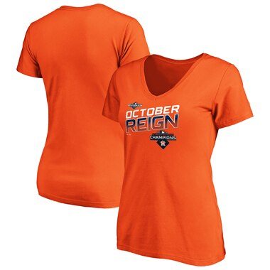 Majestic Houston Astros Women's Orange 2019 AL West Division Champions Locker Room V-Neck T-Shirt