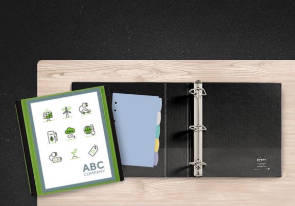 selected binders, labels and binder accessories