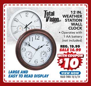 Total Vision 12'' Weather Station Wall Clock