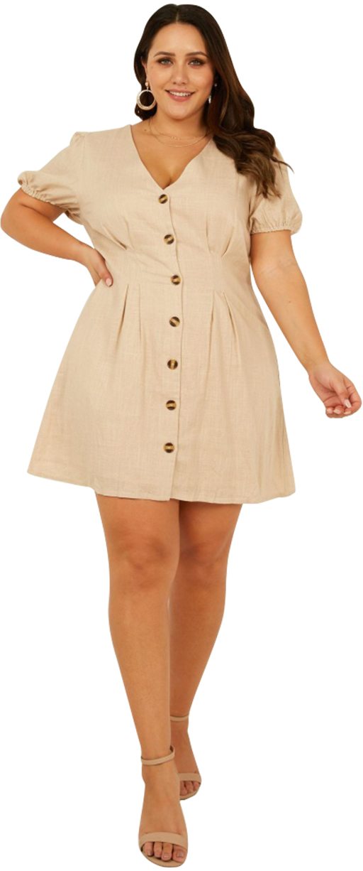 Shop the Need And More Dress In Beige Linen Look
