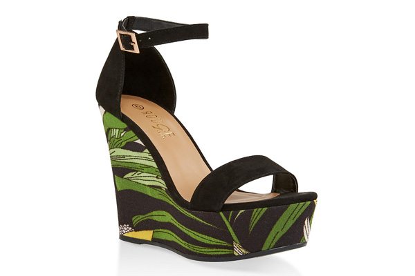 Printed Wedge Platform Sandals