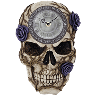 Purple Rose Skull Clock