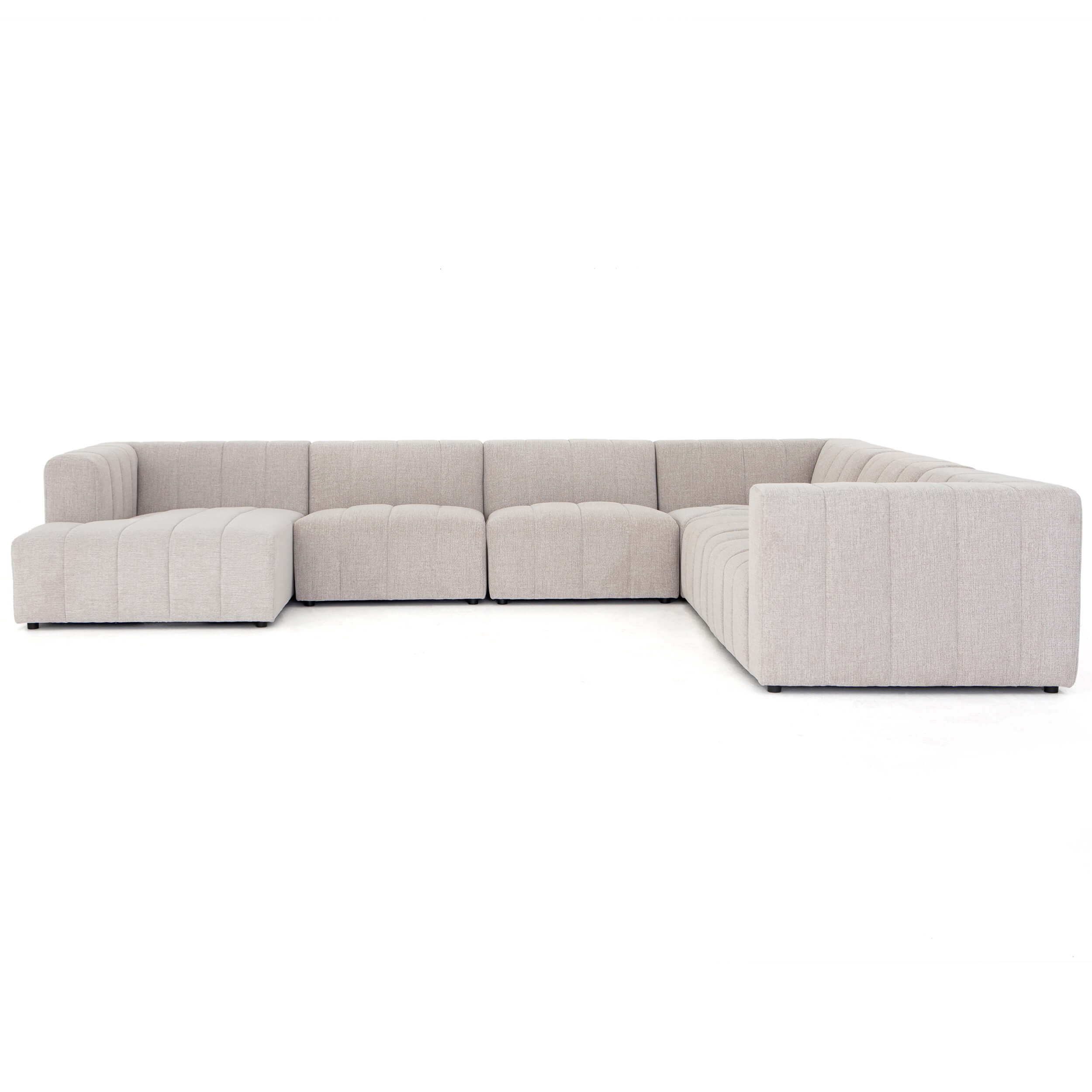 Image of Langham Chaise Channeled 6 Piece Sectional, Napa Sandstone