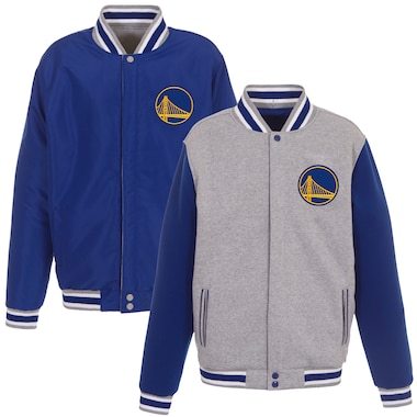 Golden State Warriors JH Design Embroidered Logo Reversible Fleece Full-Snap Jacket - Gray/Royal
