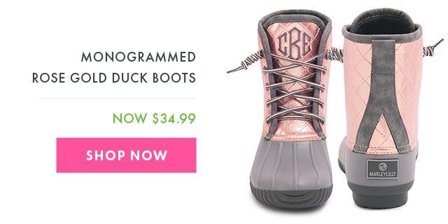 duck boots rose gold