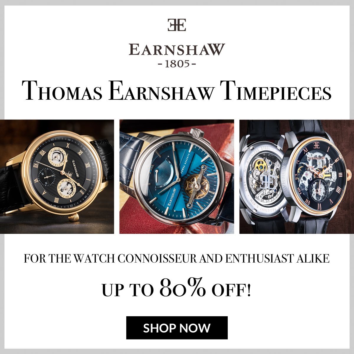Thomas Earnshaw Timepieces for the watch connoisseur and enthusiast alike Up to 80% off!