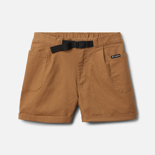 Girls brown shorts with built-in belt.