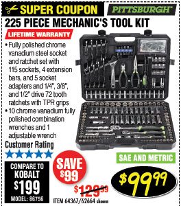 225 Pc Mechanic's Tool Kit