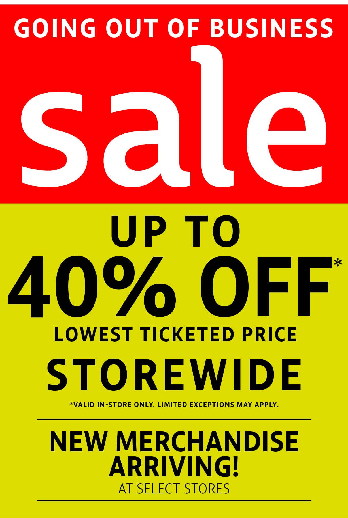 up to 40% off entire store