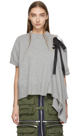 Sacai - Grey Lace-Up Sweatshirt