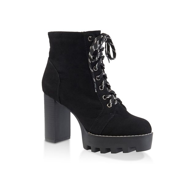 Lace Up Platform High Heel Booties