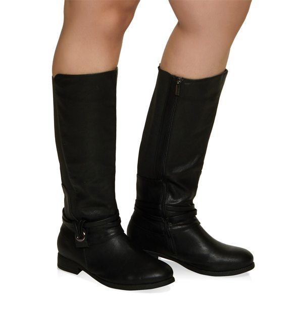 Gore Detail Tall Wide Calf Boots