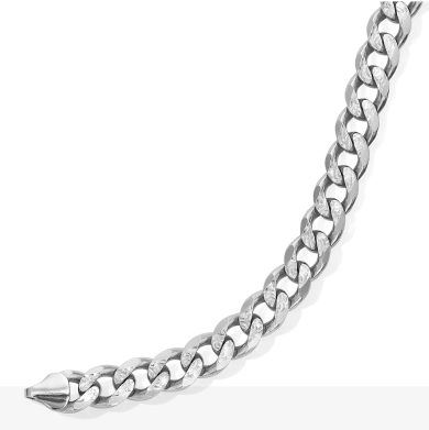 Solid Curb Link Bracelet Sterling Silver 8''