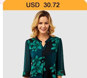 Split Neck Large Floral Print Button Detail Blouse