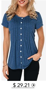 Crinkle Chest Button Up Navy Blue T Shirt