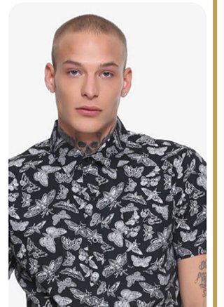 Blackcraft Death Moth Short Sleeved Woven Button-Up