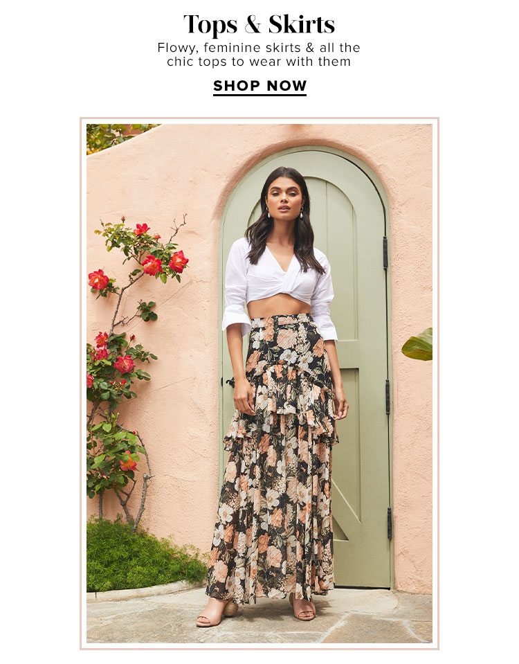 Tops & Skirts: Flowy, feminine skirts & all the chic tops to wear with them. Shop Now.