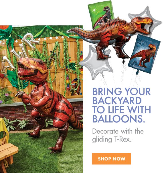 Bring Your Backyard to Life with Balloons | Decorate with the gliding T-Rex. | SHOP NOW