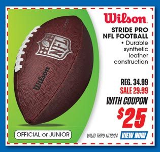 Wilson Stride Pro NFL Official or Junior Size Football