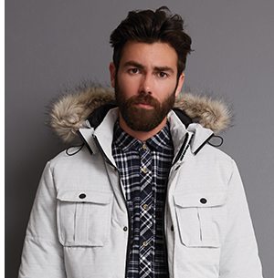 Mens Light Grey Padded Coat