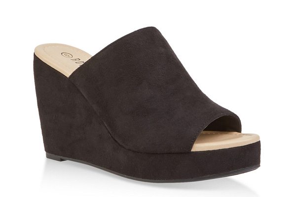 Faux Suede Wedge Sandals