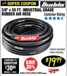 3/8 in. x 50 ft. Premium Rubber Air Hose