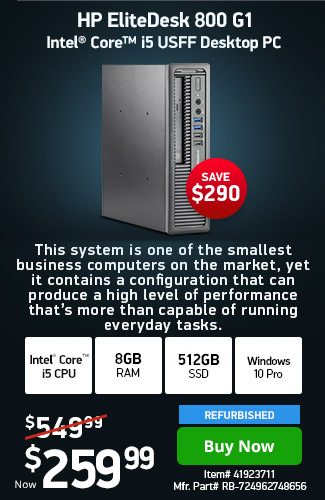 HP EliteDesk 800 G1 i5 8GB 512GB SSD USFF PC REF | 41923711 | Shop Now