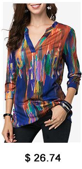 Three Quarter Sleeve Printed Split Neck Blouse