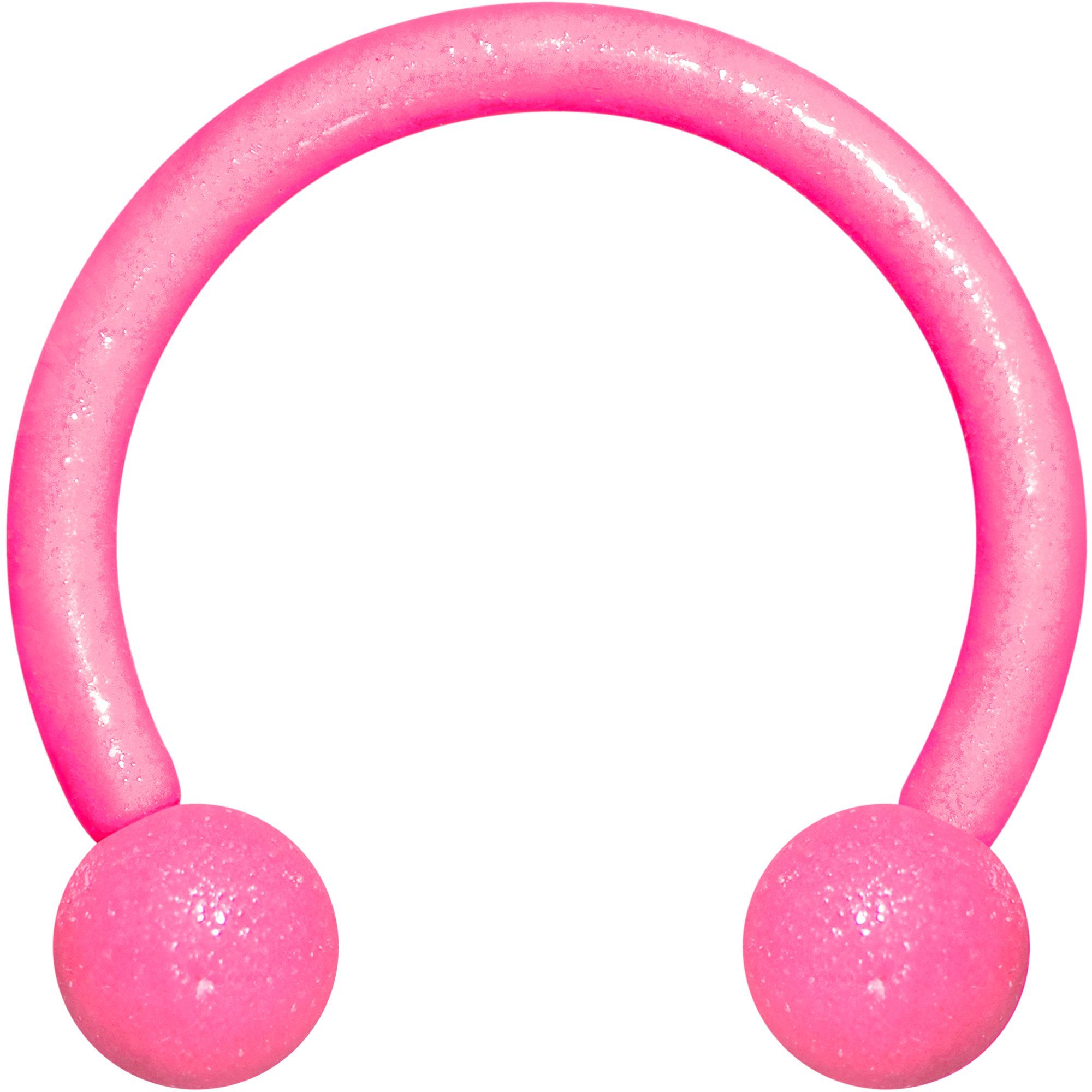 16 Gauge 3/8 Pink Glow in the Dark Horseshoe Circular Barbell