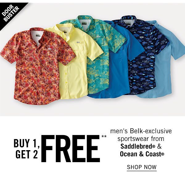 Doorbuster - Buy 1, get 2 FREE** men's Belk-exclusive sportswear from Saddlebred & Ocean & COast. Shop Now.