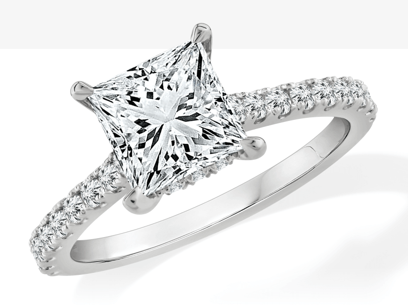 Lab-Created Diamonds by KAY Engagement Ring 1-1/4 ct tw Princess & Round-cut 14K White Gold