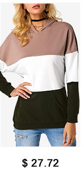 Kangaroo Pocket Color Block Long Sleeve Hoodie