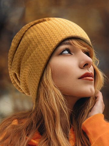 Women Knitted Solid Beanie Hat