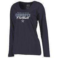Women's NFL Pro Line by Fanatics Branded Navy Dallas Cowboys Iconic Collection Script Assist Plus Size Long Sleeve T-Shirt